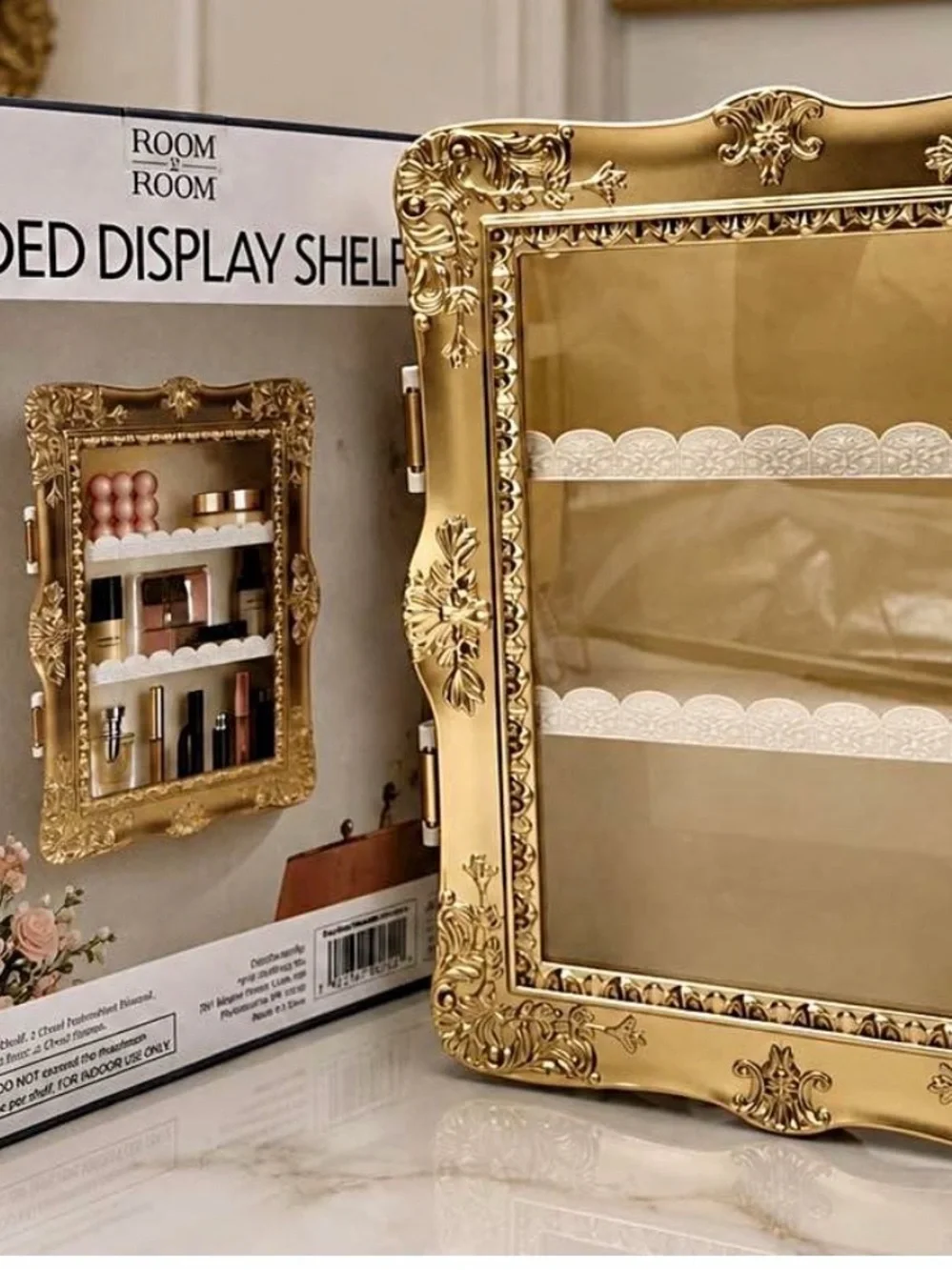 Gilded Display Shelf – Gold Decorative Wall or Table Organizer